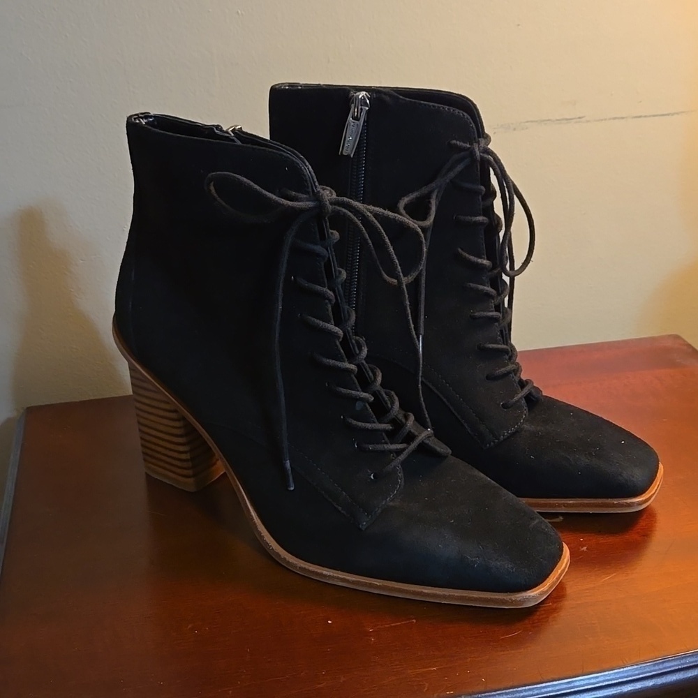 Vince Camuto Black Suede Ankle Boots Size 8.5